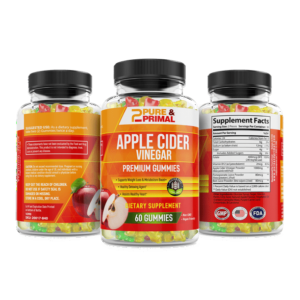 2 Bottles Apple Cider Vinegar Gummies Boost Metabolism And Energy Supports Natural Detoxification Walmart Com Walmart Com