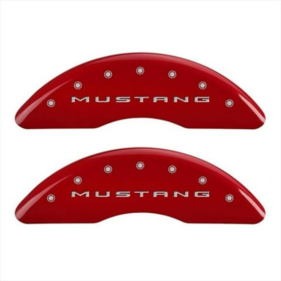 MGP Caliper Covers  Mustang Red Caliper Covers - Engraved Front & Rear - Set of 4