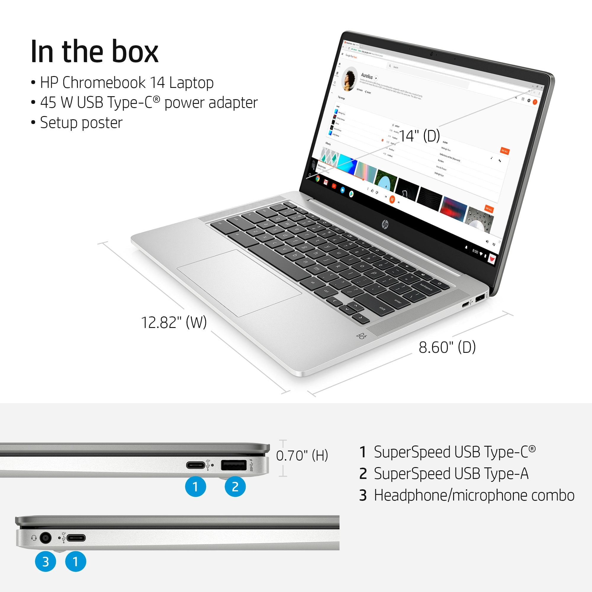 HP 14" Intel Pentium 4GB/64GB Chromebook - Silver 14a-na0131wm