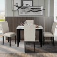 thumbnail image 3 of 5-Piece Dining Table Set, Marble Veneer Top Kitchen Table Set with 4 Thicken Cushion Dining Chairs for Home Living Room My Lux Decor Round, 3 of 8