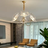 Lotus Leaf Glass Pendant Lights Fixtures Hanging Lamp,French Classic floral pendant Lighting Modern Nordic Chandeliers with 6-Lights,for Living Room Dining Room Bedroom - Walmart.com