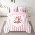 thumbnail image 2 of Homewish Girly Xmas Bell Twin Bedding Sets 7-Piece for Girl, Kawaii Christmas Ribbon Bedding Comforter Set, Chic Stripe Abstract Reversible Sheet Sets, Ultra Soft Bedroom Decor, 2 of 7