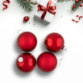 thumbnail image 3 of Northlight 2-Finish Christmas Glass Ball Ornaments - 4" (100mm) - Red - 4ct, 3 of 9