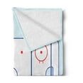 thumbnail image 2 of Hockey Soft Flannel Fleece Throw Blanket, Ice Hockey Field in Blue Tones and Red Graphic Outline for Sport Events, Cozy Plush for Indoor and Outdoor Use, 50" x 70", Blue Red Pale Blue, by Ambesonne, 2 of 5