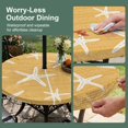 thumbnail image 5 of Round Outdoor Tablecloth with Umbrella Hole and Zipper, Yellow Starfish Coastal Tablecloth with Elastic Waterproof, Summer Beach Nautical Sea Ocean Patio Table Covers for 45" - 54" Pool Tables, 5 of 9