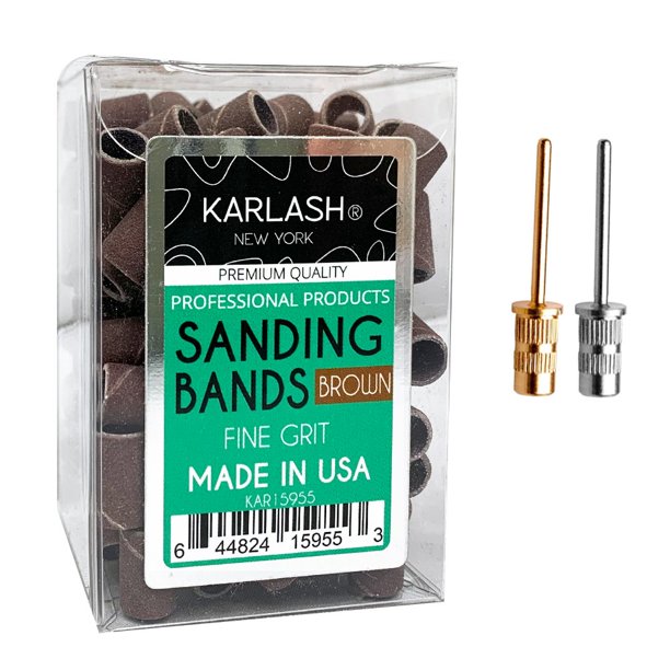 Karlash Professional Nail Sanding Bands Brown Fine Grit File + Free 2