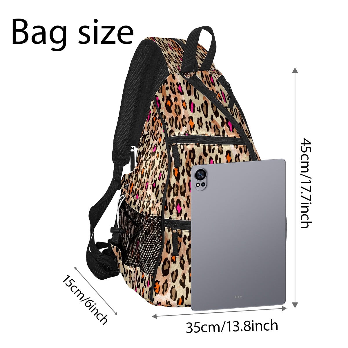 Pickleball Bags for Men Women Pickleball Backpack with Large Capacity Lightweight Adjustable Pickleball Sling Bag Hold Paddles, Balls, Accessories Retro Leopard Pattern