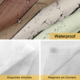 thumbnail image 4 of Sage Green No Hook Shower Curtain with Snap in Liner, Farmhouse Wood Grain Vintage Brown Striped Double-Layer Waterproof Fabric Shower Curtains for Bathroom Hotel Bathtub, Mesh Top & Long 72"x84", 4 of 9