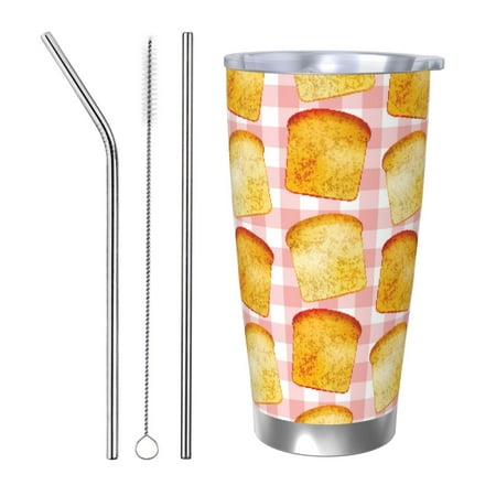 

Gukieu Tasty Toasts Print 20OZ Car Cup Vacuum Stainless Steel Leak-proof Thermos Cup Unisex Suitable for Home Outdoor and Sports-Straw Three-piece Set