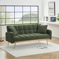 thumbnail image 3 of Convertible Futon Sofa Bed,69 Inch Modern Teddy Loveseat Sofa Couch with Adjustable Backrest for Small Space,Living Room,Green, 3 of 8