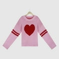 thumbnail image 5 of Clearance! Yajing Pullover Sweaters for Women Womens Pullover Sweaters Heart Print Sweater for Long Sleeve Crewneck Valentine's Day Knitted Pullover Love Tops L Pink, 5 of 5