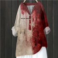thumbnail image 1 of MHFRRA Camiseta de Halloween para Mujer, Blusa de Cuello En V con Estampado de Manchas de Sangre, Top Informal para Primavera, Verano y Otoño Gris, 1 of 4
