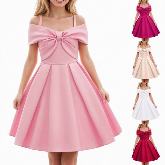 mgoYE Girls Party Dresses Flower Girls formal Tulle Dress Princess Pageant Birthday Party Wedding Bridesmaid Ball Gown Long Dance Dresses(Pink,3-4 Years)