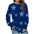 thumbnail image 2 of Fznquz Long Sleeve Women Sweatshirt Crewneck Winter Blue Pullover Tops Casual 2025 Loose Fit Fall Outfits, 2 of 5