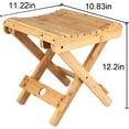 thumbnail image 2 of Natural Bamboo Wood Folding Stool, Stable &amp; Durable Shower Foot Rest For Indoor &amp; Outdoor Use, Compact And Foldable Design For Space Saving, 2 of 5