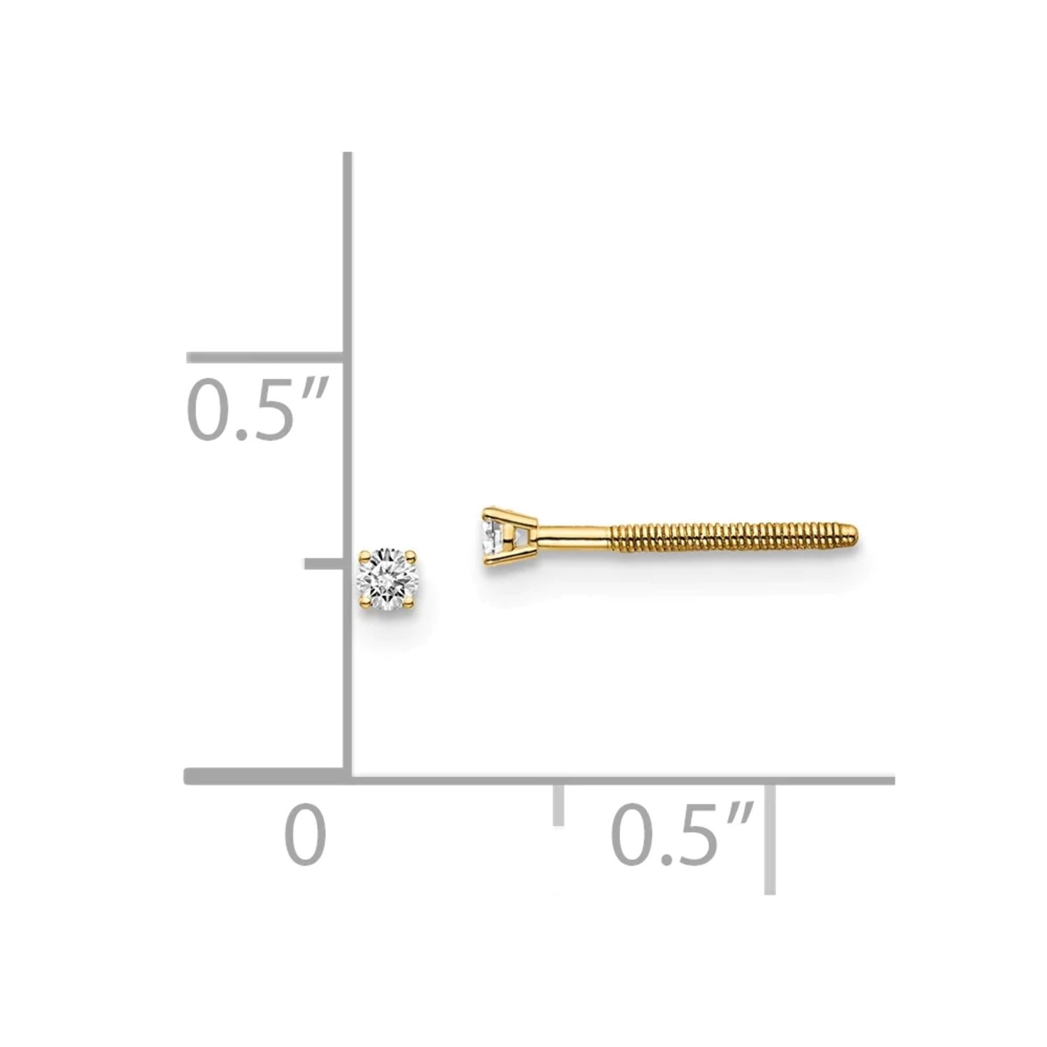 14Ky .05ct. VS2/SI1 G-I Diamond Stud Thread on/off Post Earrings