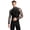 Black, variant on Men Sparkly Rhinestones Long Sleeve Mesh Leotard Bodysuit Red S