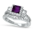 thumbnail image 2 of LaRaso & Co His Her Wedding Rings Amethyst CZ Bridal Engagement Wedding Set Sterling Silver 9/10, 2 of 7