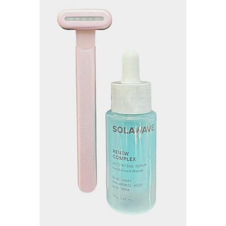 New Solawave Facial Wand and Renew Complex Serum Bundle - Red Light Therapy for Face and Neck - Microcurrent Facial Device for Anti-Aging - Face Massager with Anti-Wrinkle Serum