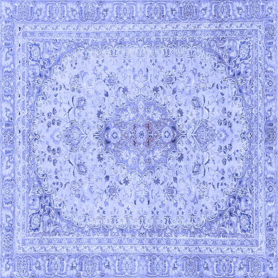 Ahgly Company Indoor Square Abstract Blue Modern Area Rugs, 3' Square