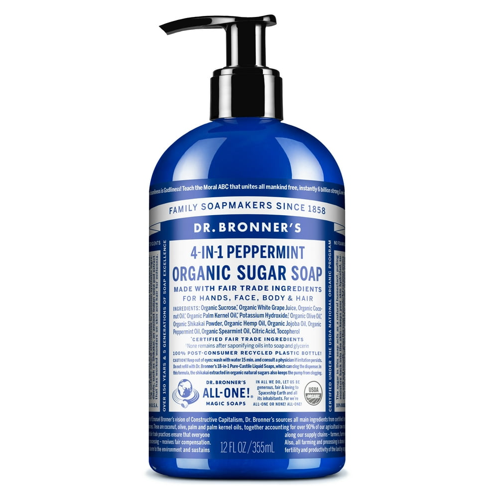 Dr. Bronner's Organic Peppermint Sugar Pump Soap 12oz