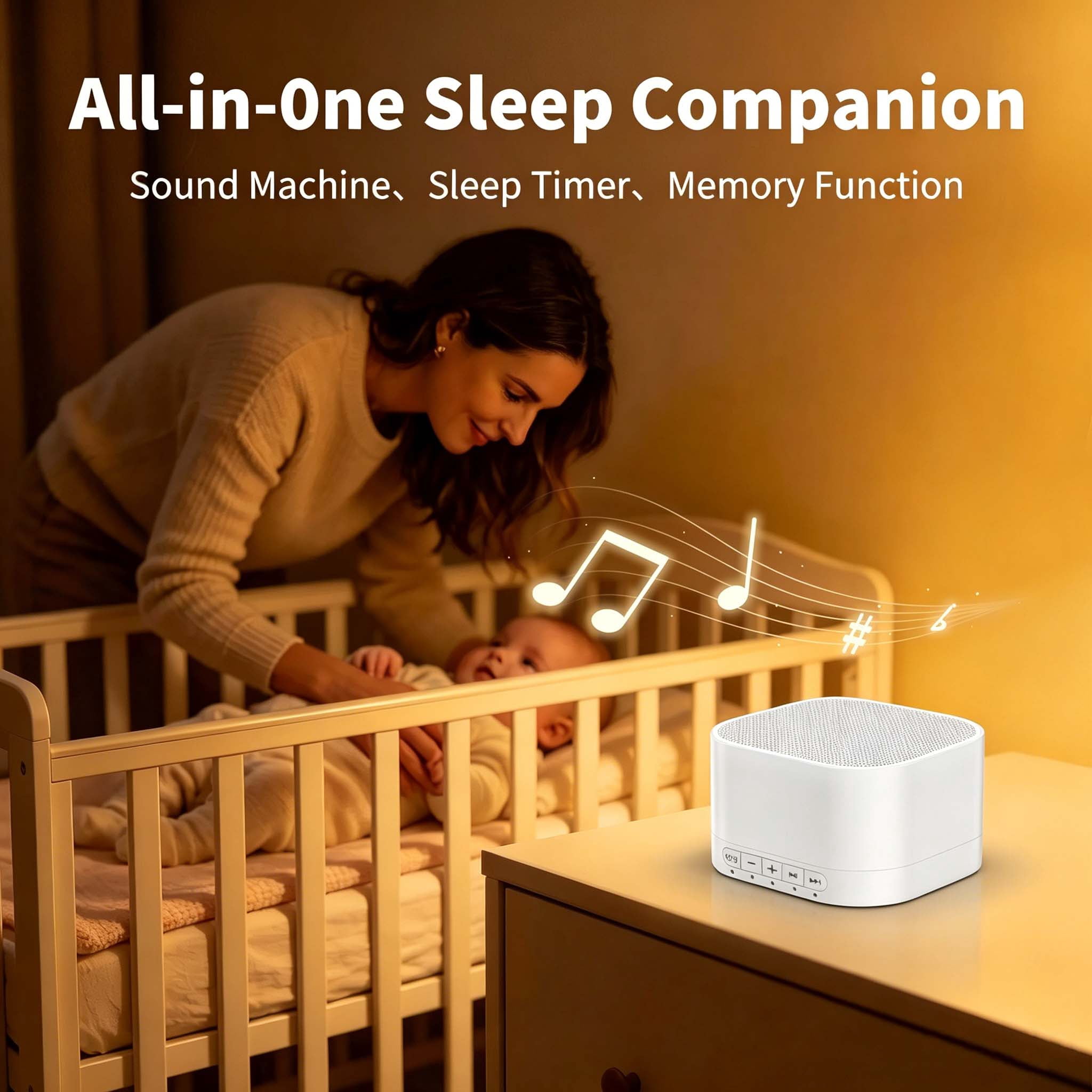 Magicteam White Noise Machine with 20 Non Looping Natural Soothing Sounds and Memory Function 32 Levels of Volume Powered by AC or USB and Sleep Sound Timer Therapy