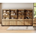 thumbnail image 2 of WAMPAT 4-Piece Modern 72" Tall Library Bookcases with Metal Base & Adjustable Shelves, Wood Bookshelves with Storage Cabinet & Open Shelves for Home Office & Living Room, Oak, 2 of 9
