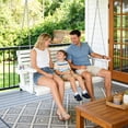 thumbnail image 4 of Innovaze 5 Ft Outdoor Wooden Porch Swing with Cupholders, Heavy Duty 880 LBS for 3 Seater,All-Weather resistant, White, 4 of 7