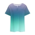 thumbnail image 4 of TQWQT Womens Plus Size Tops Summer Casual Cute Tee Shirt Short Sleeve V Neck Gradient Graphic T-Shirt 4x-5x Tunic Tops with Pocket Cyan XL, 4 of 5