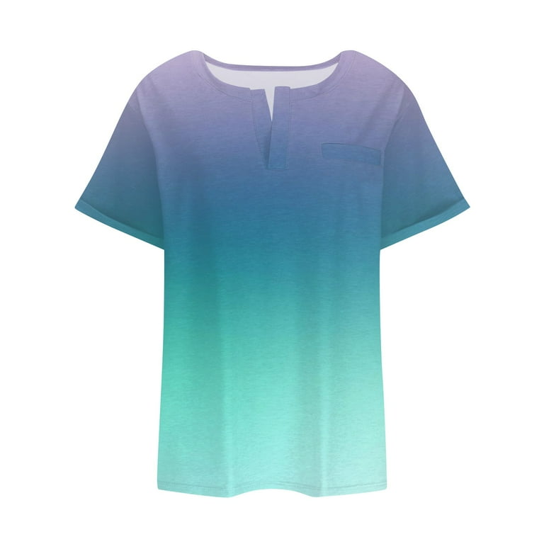 TQWQT Plus Size Tops for Women Short Sleeve T Shirts Gradient