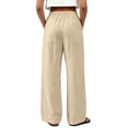 thumbnail image 4 of Nestiefly Linen Pants for Women Flowy Palazzo Pants Loose Boho High Waist Casual Wide Leg Trousers Summer Beach Vacation Clothes Khaki M, 4 of 6