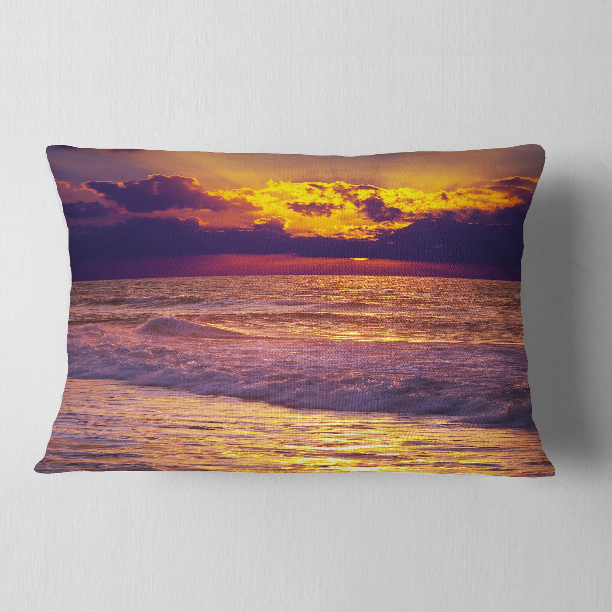 Designart Clouds in Bright Sunshine At Sunset - Landscape Printed Throw Pillow - 12x20