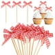 thumbnail image 1 of Uxcell 60-Pack Adornos de Cupcake en Forma de Lazo, Decoración de Pastel para Cumpleaños [Rojo], 1 of 7