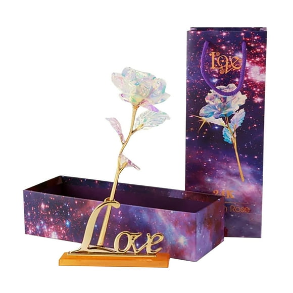 witspace Colorful Artificial LED Light Flower Galaxy Plastic Luminous Rose Unique Presents Valentine's Day Thanksgiving Mother's Day Girl's Birthday Best Gifts for Yard Patio Cemetery Outside Decor