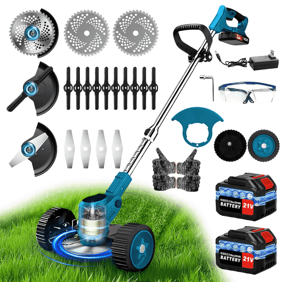 Electric Weed Wacker Adjustable Cordless Weed Eaters 3 in 1 Electric String Trimmer Lawn with Two Battery, Garden, Green