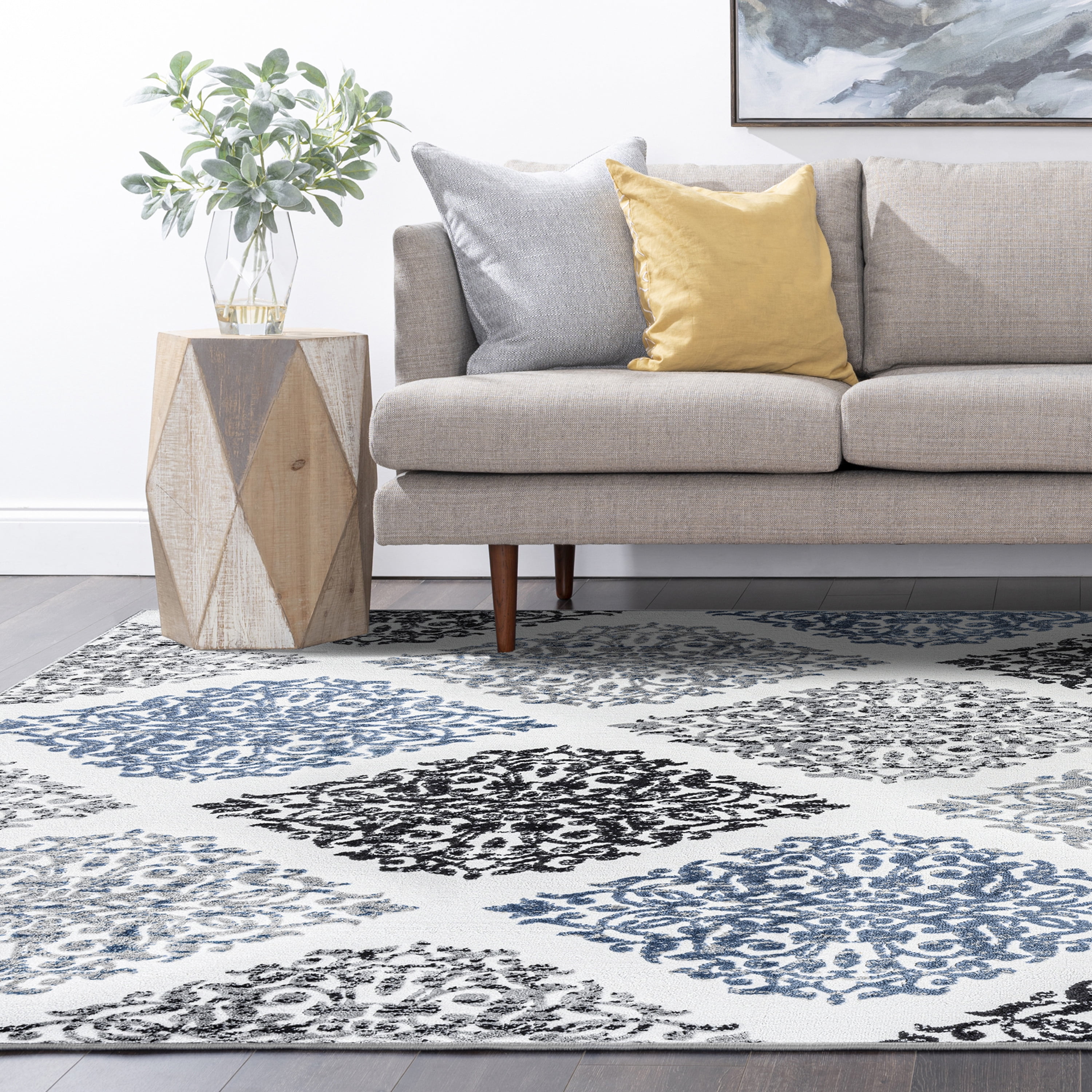 Transitional 2x3 Area Rug (2' x 3') Floral Multi, Blue Indoor Scatter Easy to Clean