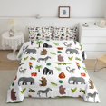 thumbnail image 2 of Manfei Cartoon Elephant Queen Comforter Set, Kawaii Zebra Wildlife Comforter Sets Queen, White, Polkadot Reversible, 3 Pieces, 1 Comforter and 2 Pillowcases, 2 of 7