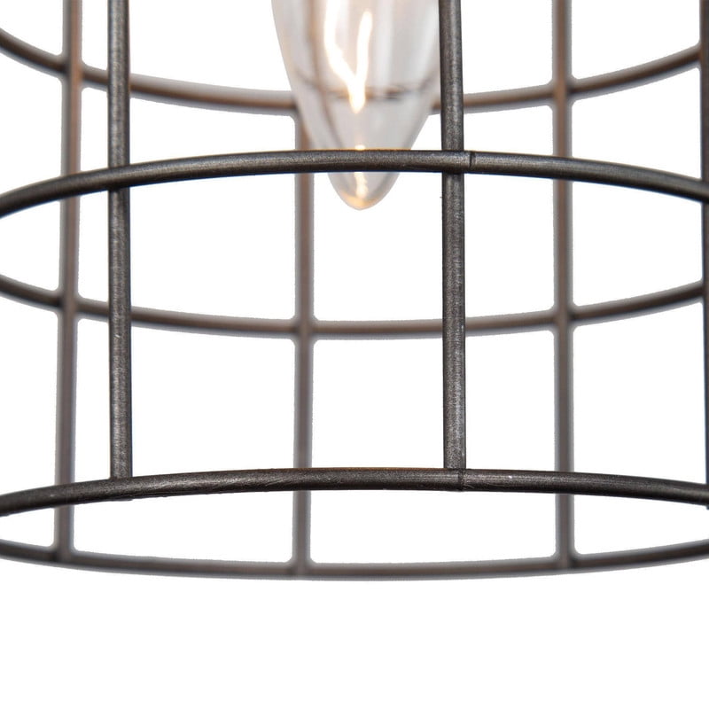 LNC Prosody Industrial Cage Pendant Light in Brushed Silver, Adjustable Hanging Fixture