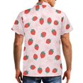 thumbnail image 4 of Garronmavis Pink Strawberry Couples Matching Outfits Mens Button Up Shirt Polyester Loose Shirt and Womens Sleeveless Dress Irregular Hem Summer Hawaiian Sundress with Pocket, 4 of 7