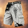 thumbnail image 2 of CONZONE Mens Cargo Shorts Elastic Waist Drawstring Hiking Shorts for Men Viking Mythology Graphic Y2K Lightweight Loose Fit Gym Athletic Shorts With Pockets, 2 of 4