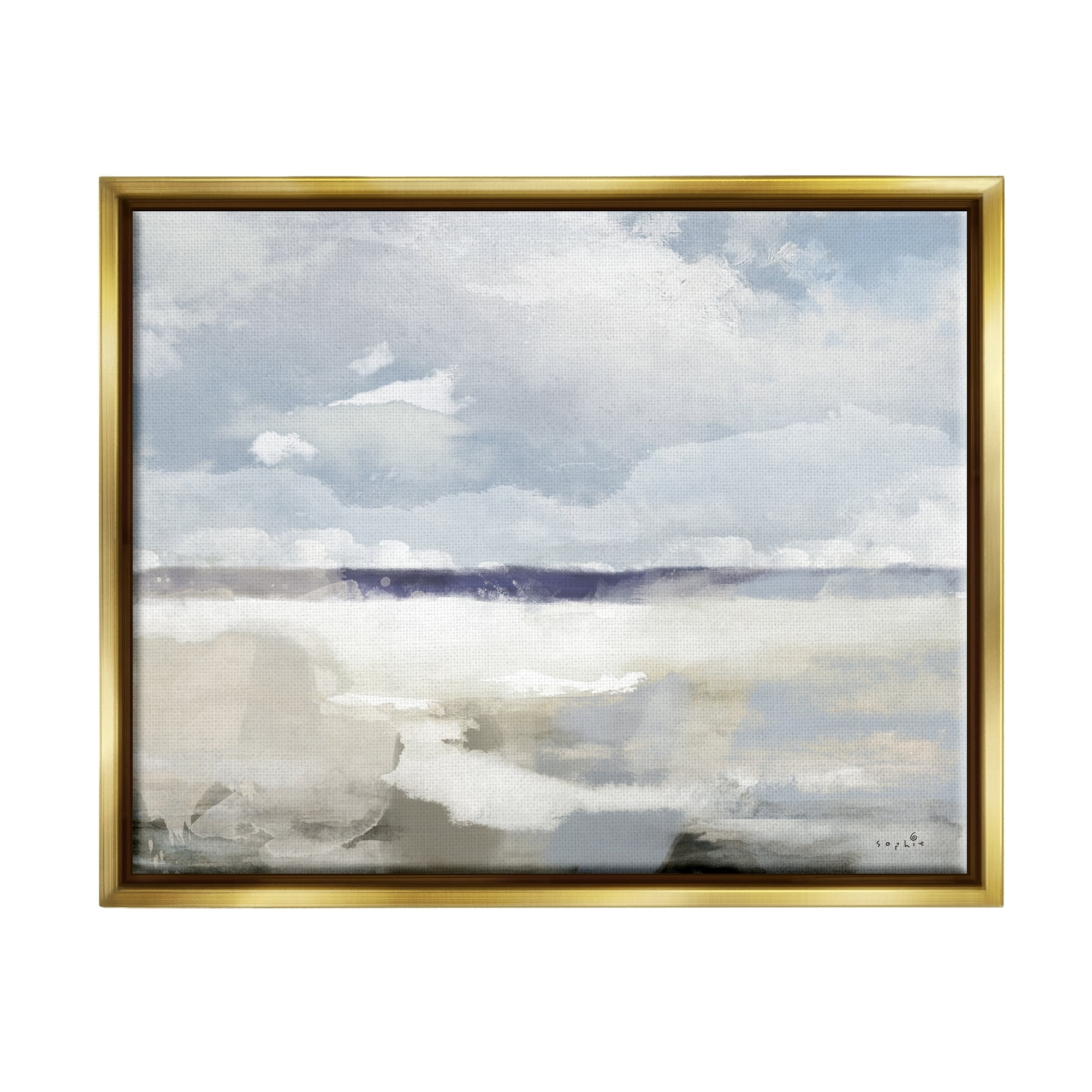 Stupell Industries Layered Abstract Beach Scenery Distant Land Clouds Painting Metallic Gold Floating Framed Canvas Print Wall Art, Design by Sophie 6
