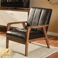 thumbnail image 2 of Allora Fauteuil d'Appoint en Similicuir Brun Foncé et Noyer, 2 of 6