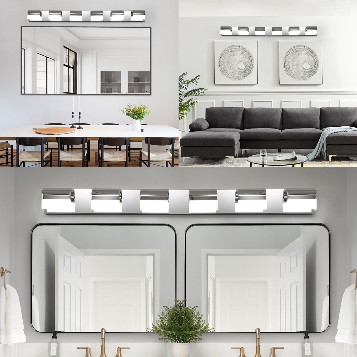 Design Easy Installation 6-Light LED bathroom Vanity Lighting Fixtures,Supports Wall Switch 46.5*3.5*4.3in.