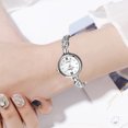 thumbnail image 3 of Reloj de pulsera de cuarzo informal con correa de aleación de moda y esfera redonda para mujer (blanco plateado), 3 of 3