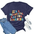 thumbnail image 2 of TSADFHJI T-Shirts pour Femmes Coupe Ample Manches 3/4 T-Shirt d'Été Décontracté Imprimé à Manches Courtes Col Rond m Bleu Foncé, 2 of 4