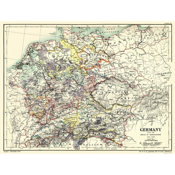 Historic Map - Hohenstaufen 1138 to 1254  - Poole 1902 - Vintage Wall Art
