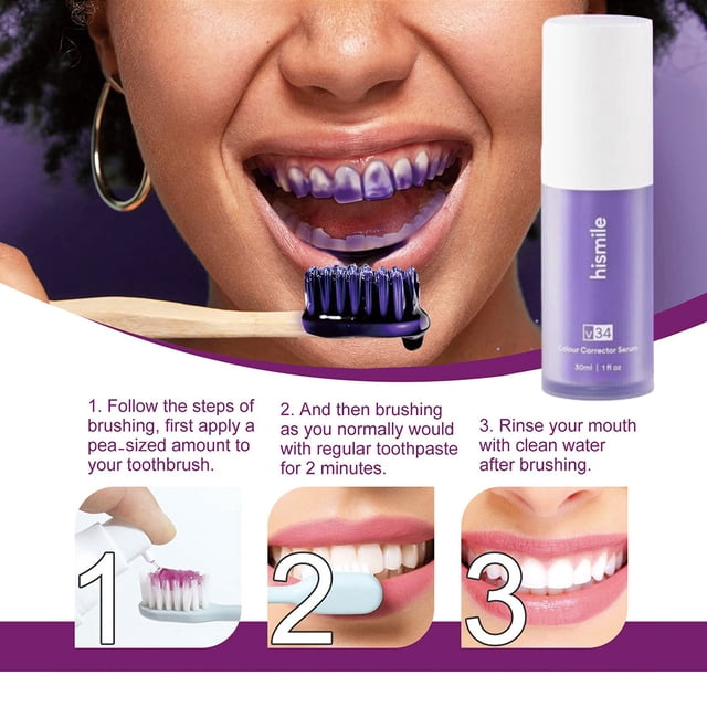 Pasta de dientes iluminadora, pasta de dientes morada antipigmentación para limpieza Dental