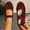 Wine, variant on Women's Casual Flats, Plus Size Loafers, Bow Detail Round Toe Shoes, Comfortable Elastic Ankle Strap, Lightweight Flexible Sole, Indoor Outdoor Everyday Wear Wine G