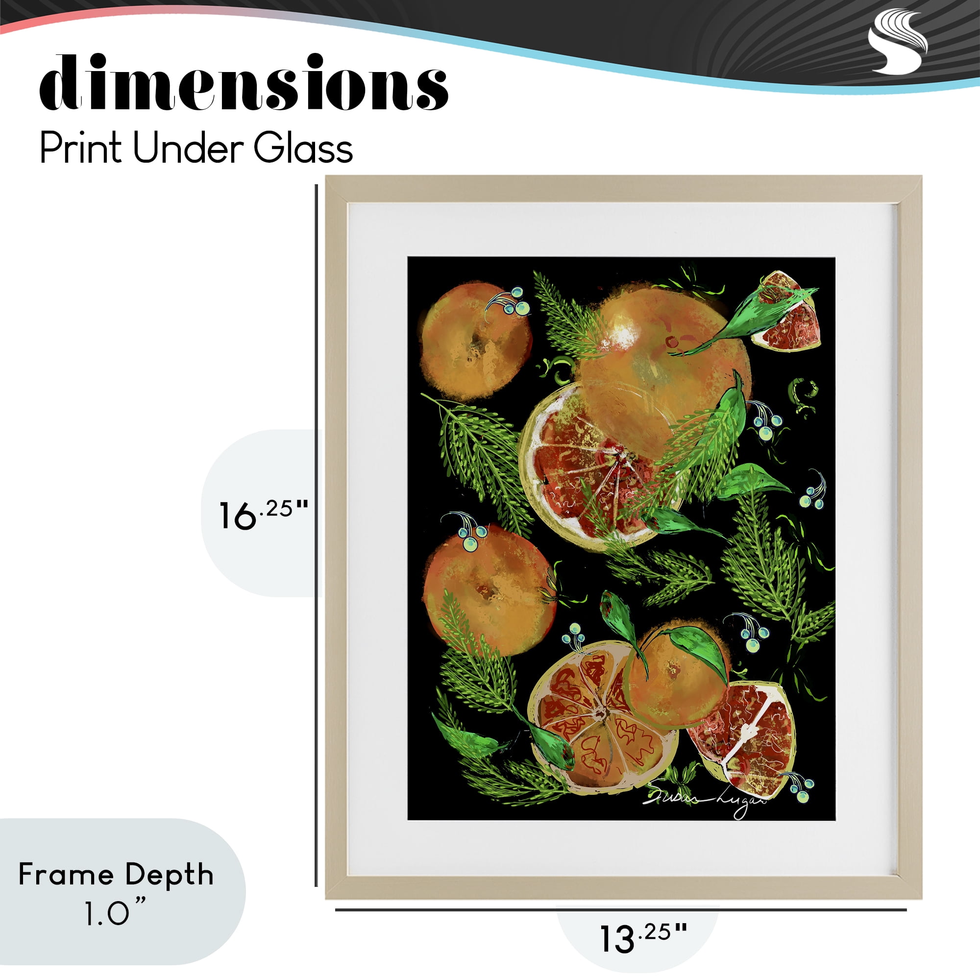 Stupell Industries Grapefruit & Ferns Medley Birch Framed Print Under Glass, design by Susan Lugar