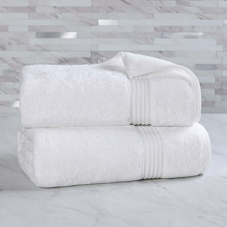 Superior Egyptian Cotton Absorbent White Bath Sheet Set of 2
